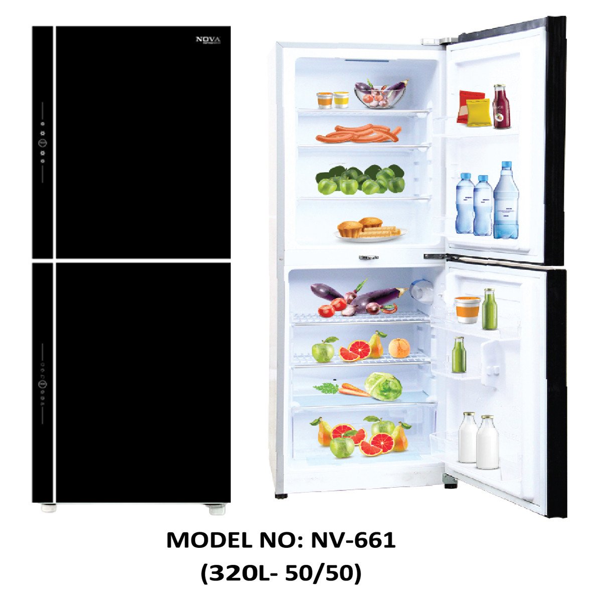 NOVA Refrigerator  320LTR Mirror Glass