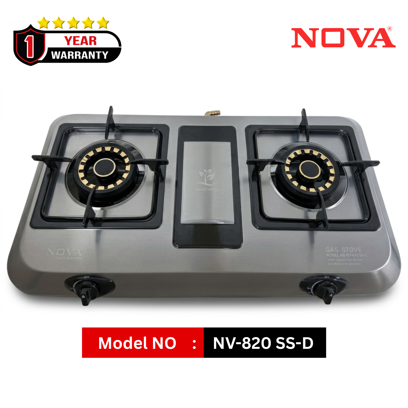 NOVA NV-820 SS Double Burner Gas Stove