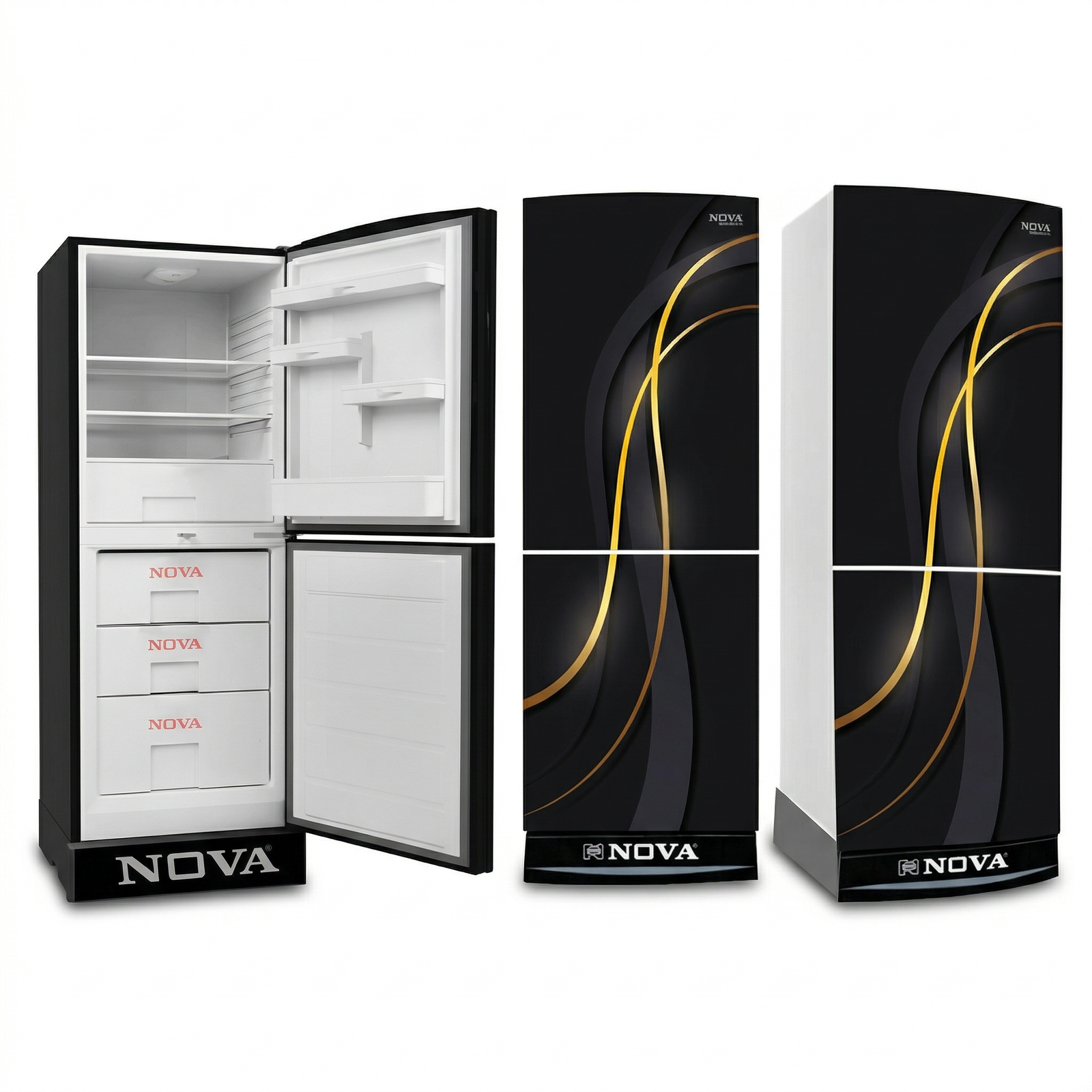 NOVA Glass Door Refrigerator 220L | NV-604 | Direct Cool | 3 Drawer | Energy Saving