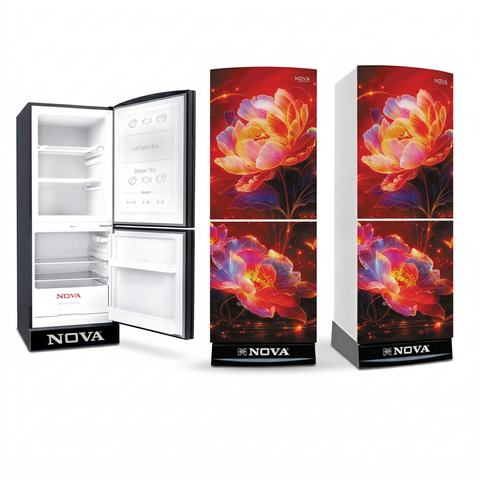 NOVA Glass Door Refrigerator 255L | NV-605 | Direct Cool | Energy Saving