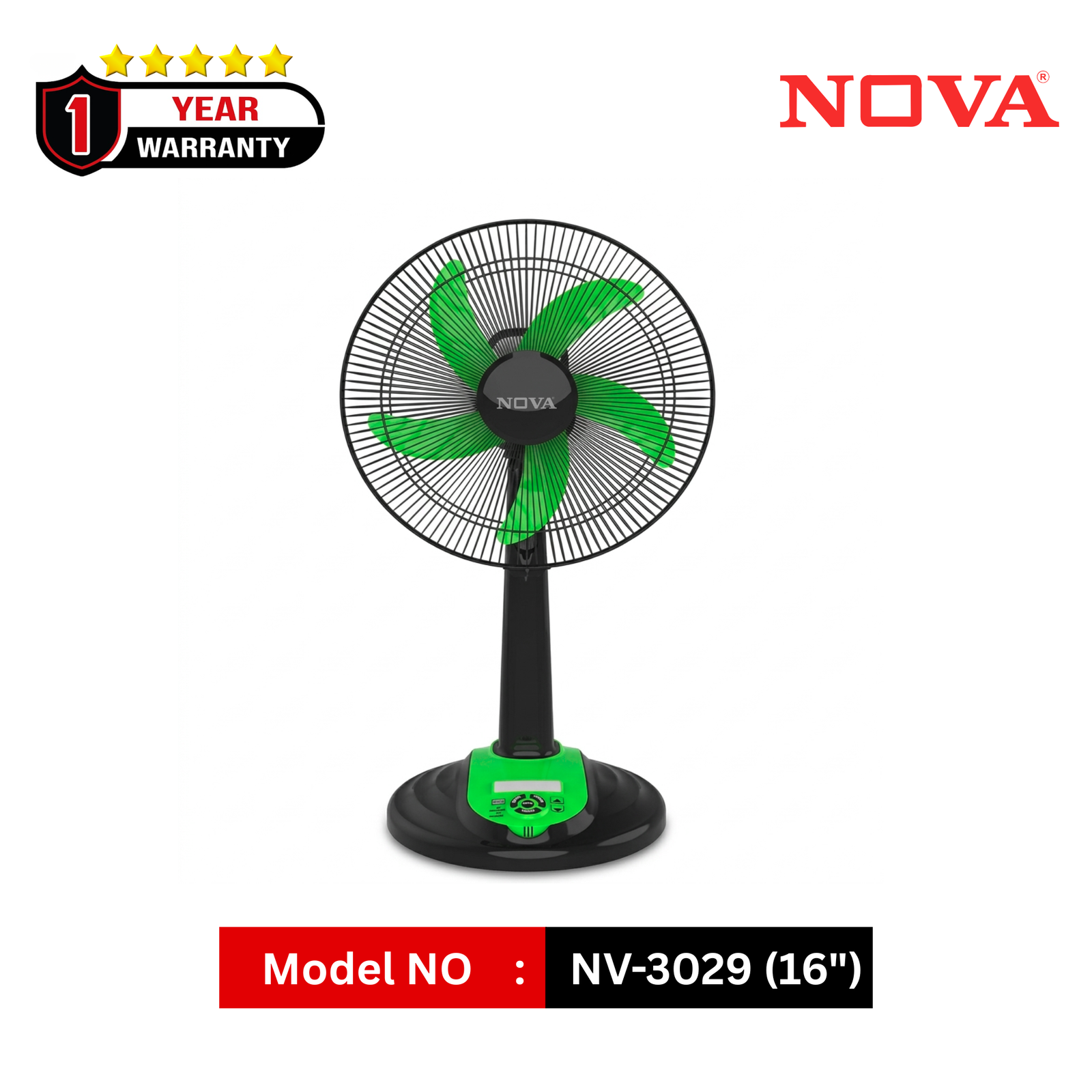 NOVA 16 Inch Rechargeable Stand Fan | NV-3029 | AC/DC + Solar