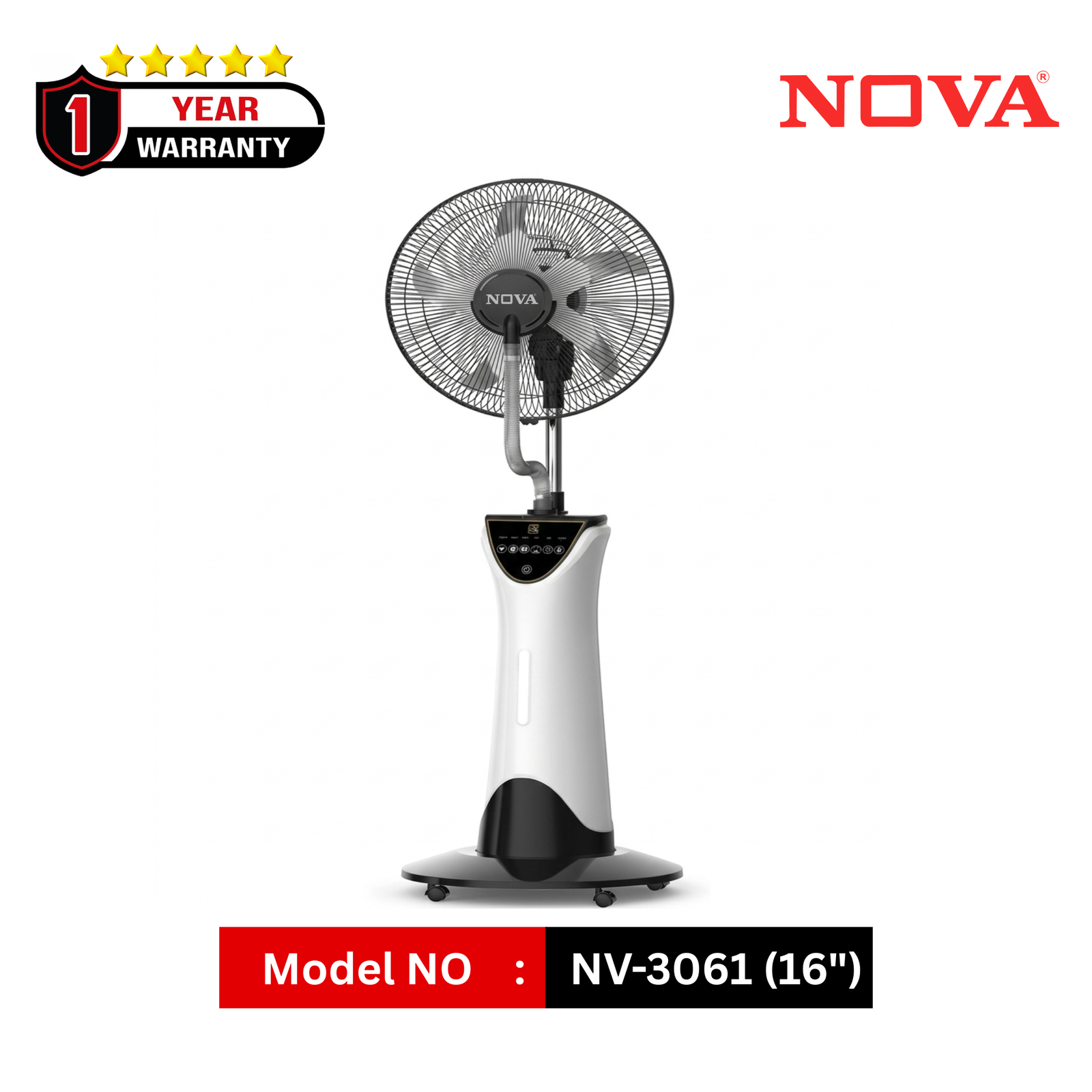 NOVA Rechargeable Mist Fan 16” | NV-3061 | AC/DC + Solar Support