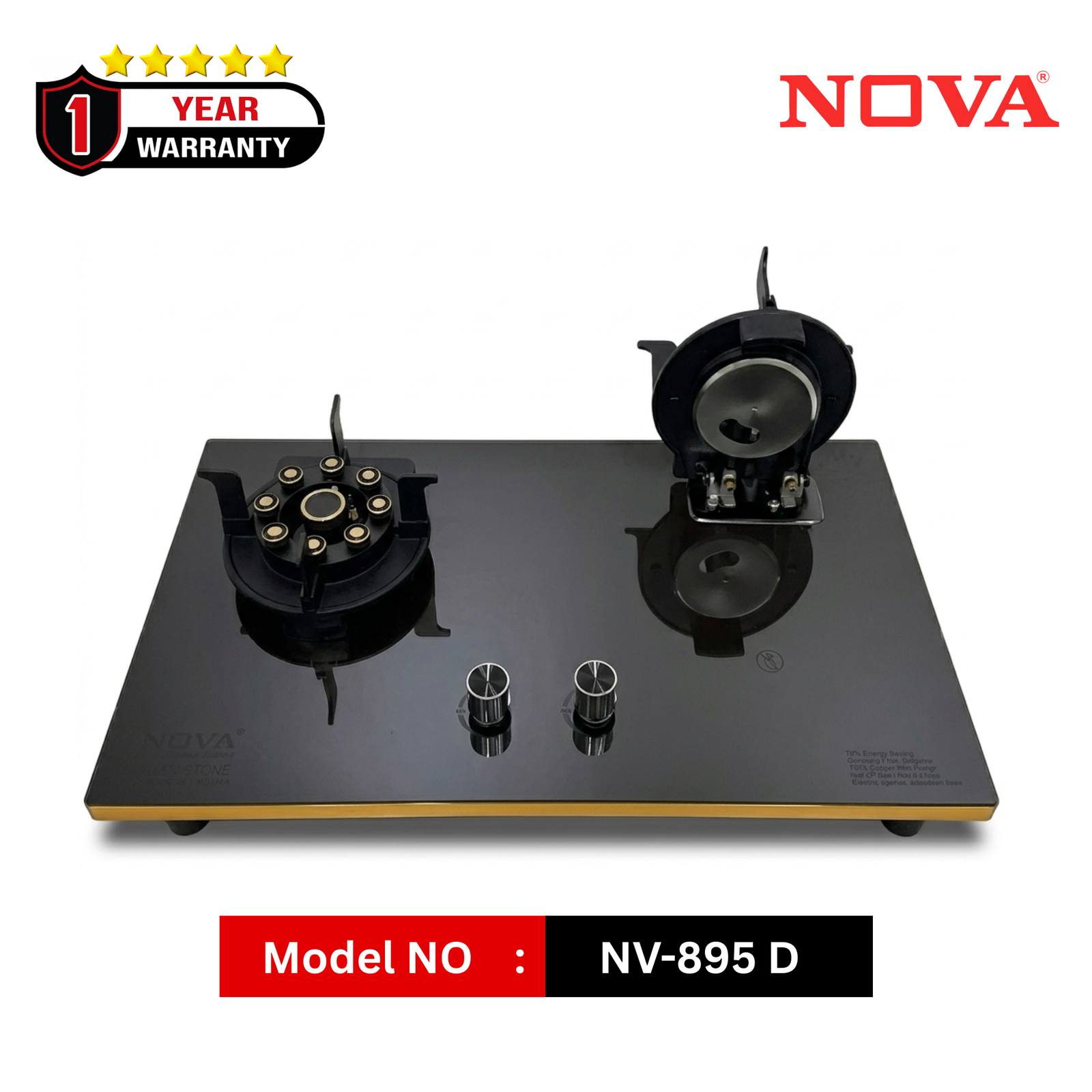 NOVA NV-895 Ceramic Panel Double Burner Gas Stove