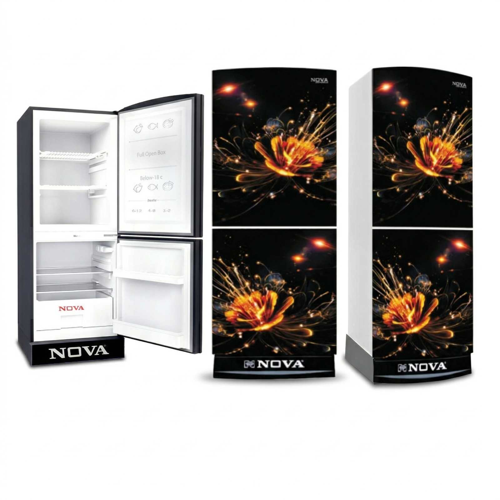 NOVA Glass Door Refrigerator 255L | NV-606 | Direct Cool | Energy Saving